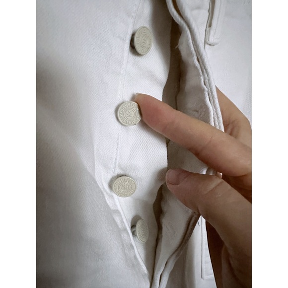 MOTHER Denim Patch Pocket Private Ankle Fray in Cream Puffs White Porkchop Wide - Picture 7 of 16